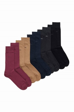 Calcetines Hugo Boss Five-pack Of Regular-length In A Algodon Blend Hombre Multicolor | 79503-DNPS