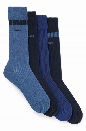 Calcetines Hugo Boss Four-pack Of Regular-length With Logo Details Hombre Azules | 67312-KFLT