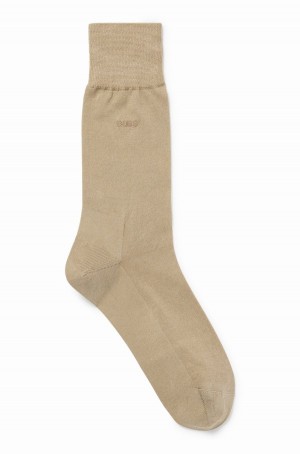 Calcetines Hugo Boss Regular-length Logo In Mercerised Egyptian Algodon Hombre Beige | 72395-DHQX