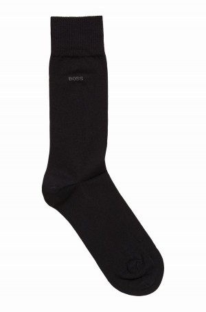 Calcetines Hugo Boss Regular-length Logo In Combed Stretch Algodon Hombre Negros | 10368-TRXG