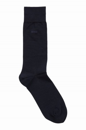 Calcetines Hugo Boss Regular-length Logo In Combed Stretch Algodon Hombre Azules Oscuro | 31405-HGQY