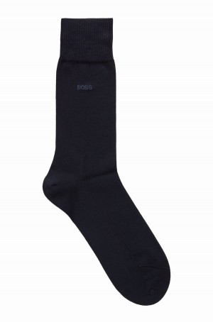 Calcetines Hugo Boss Regular-length Logo In Mercerised Egyptian Algodon Hombre Azules Oscuro | 43678-GYWV