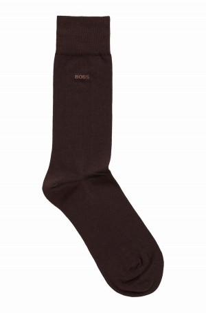Calcetines Hugo Boss Regular-length Logo In Combed Stretch Algodon Hombre Marrom Oscuro | 30597-AFUL