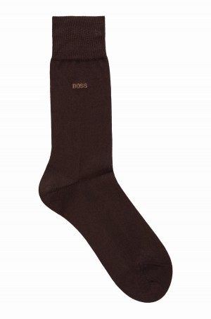 Calcetines Hugo Boss Regular-length Logo In Mercerised Egyptian Algodon Hombre Marrom Oscuro | 24738-URWS