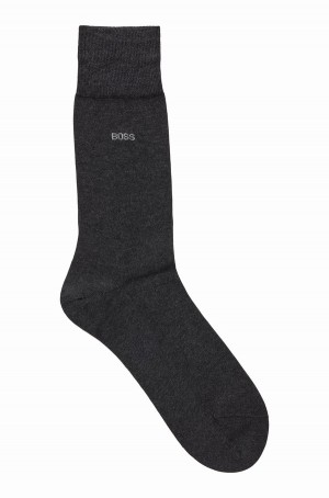 Calcetines Hugo Boss Regular-length Logo In Mercerised Egyptian Algodon Hombre Grises Oscuro | 93674-XFEN