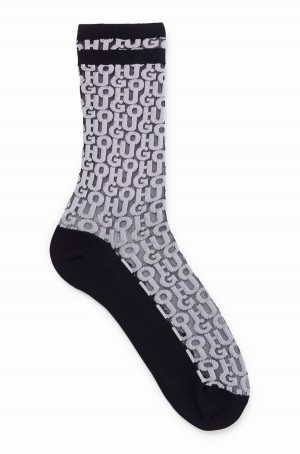 Calcetines Hugo Boss Regular-length With Monogram Pattern And Solid Trims Mujer Morados Claro | 61493-WGTQ
