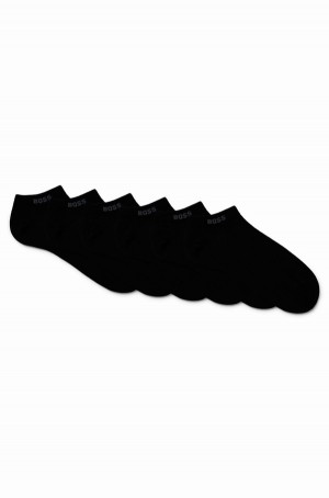 Calcetines Hugo Boss Six-pack Of Ankle-length With Logo Cuffs Mujer Negros | 98420-IBON