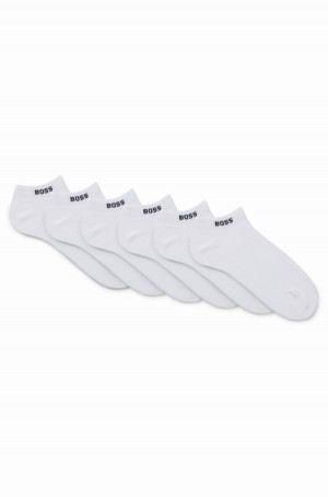 Calcetines Hugo Boss Six-pack Of Ankle-length With Logo Cuffs Mujer Blancos | 06928-TLQI