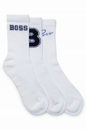 Calcetines Hugo Boss Three-pack Of Quarter-length Hombre Blancos | 70689-BHLD