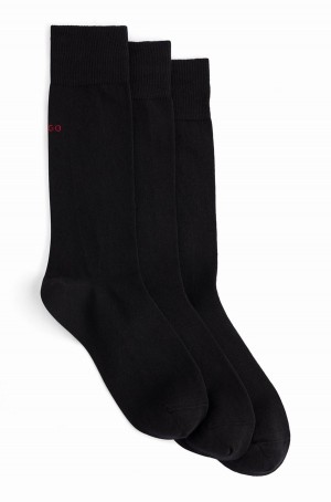 Calcetines Hugo Boss Triple-pack Of Regular-length In A Algodon Blend Hombre Negros | 59172-XFWG