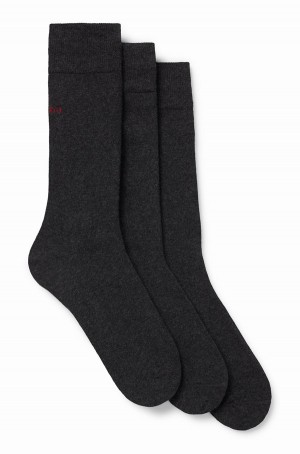 Calcetines Hugo Boss Triple-pack Of Regular-length In A Algodon Blend Hombre Grises Oscuro | 75360-QOCG