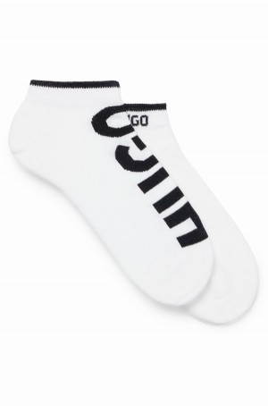 Calcetines Hugo Boss Two-pack Of Algodon-blend Ankle With Logos Mujer Blancos | 19283-VTBI