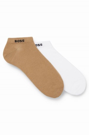 Calcetines Hugo Boss Two-pack Of Ankle In A Algodon Blend Hombre Beige | 89751-SZRV