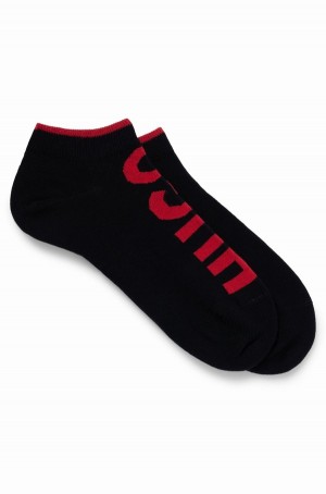 Calcetines Hugo Boss Two-pack Of Ankle In A Algodon Blend Hombre Negros | 34516-PGXT