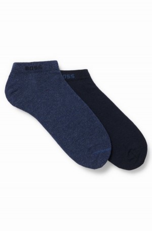 Calcetines Hugo Boss Two-pack Of Ankle In A Algodon Blend Hombre Azules Oscuro | 41853-LGFH