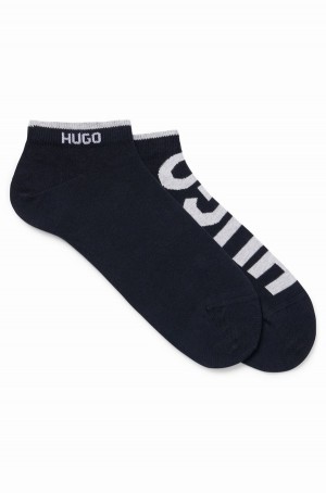 Calcetines Hugo Boss Two-pack Of Ankle In A Algodon Blend Hombre Azules Oscuro | 87143-DYAX