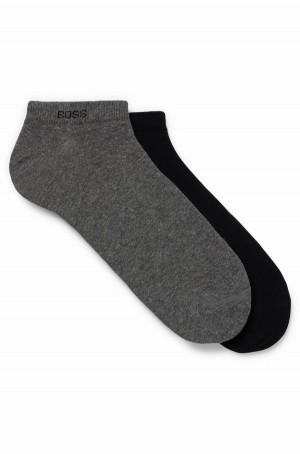 Calcetines Hugo Boss Two-pack Of Ankle In A Algodon Blend Hombre Grises | 50129-EKOL