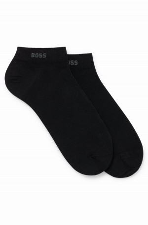 Calcetines Hugo Boss Two-pack Of Ankle-length In Stretch Fabric Hombre Negros | 73498-PDSG
