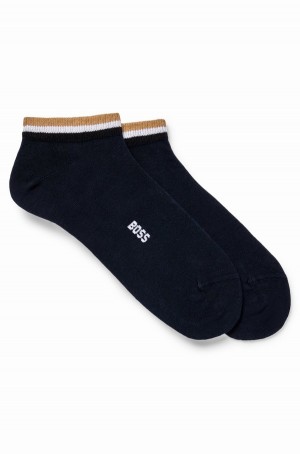 Calcetines Hugo Boss Two-pack Of Ankle-length With Signature Stripe Hombre Azules Oscuro | 15403-WEGJ