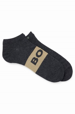 Calcetines Hugo Boss Two-pack Of Ankle-length With Logo Details Hombre Grises Oscuro | 17689-HWGR