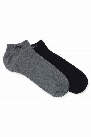 Calcetines Hugo Boss Two-pack Of Ankle-length In Stretch Fabric Hombre Grises | 07289-XPCE