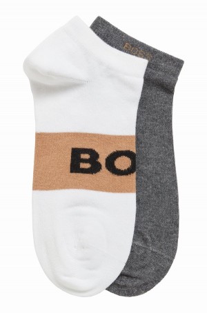 Calcetines Hugo Boss Two-pack Of Ankle-length With Logo Details Hombre Blancos | 07392-MBPX