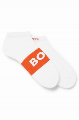 Calcetines Hugo Boss Two-pack Of Ankle-length With Logo Details Hombre Blancos | 68375-NIOT