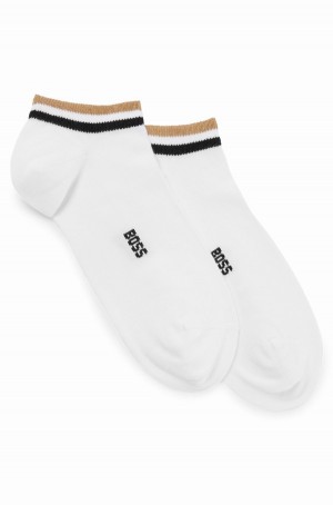 Calcetines Hugo Boss Two-pack Of Ankle-length With Signature Stripe Hombre Blancos | 23481-ZMTP