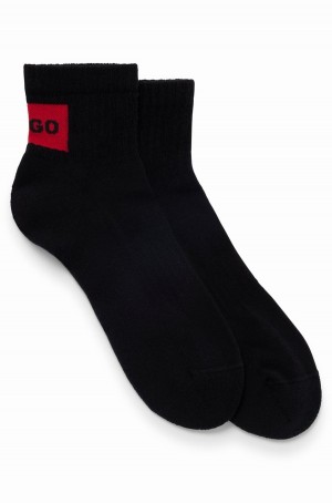 Calcetines Hugo Boss Two-pack Of Corta With Red Logo Label Hombre Negros | 57918-ZETU