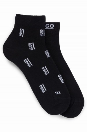 Calcetines Hugo Boss Two-pack Of Corta With Contrast Branding Mujer Negros | 52317-QINK