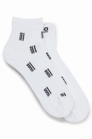 Calcetines Hugo Boss Two-pack Of Corta With Contrast Branding Mujer Blancos | 36579-FJYR