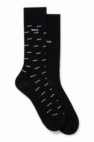 Calcetines Hugo Boss Two-pack Of In A Algodon Blend Hombre Negros | 02897-MRZB