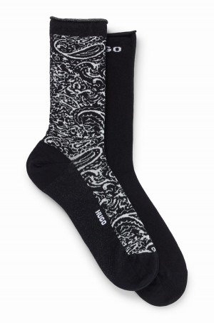 Calcetines Hugo Boss Two-pack Of In A Algodon Blend Mujer Negros | 63789-AGTK