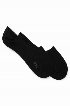 Calcetines Hugo Boss Two-pack Of Invisible In A Algodon Blend Hombre Negros | 18204-BDPN