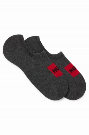 Calcetines Hugo Boss Two-pack Of Invisible With Red Logo Labels Hombre Grises | 60973-NBPM
