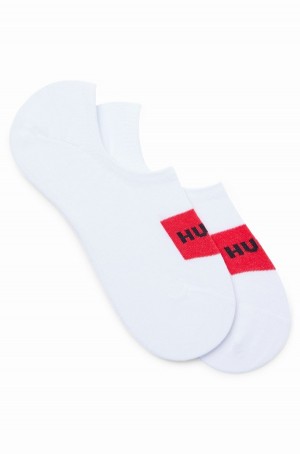 Calcetines Hugo Boss Two-pack Of Invisible With Red Logo Labels Hombre Blancos | 39801-RDLG