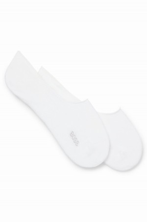 Calcetines Hugo Boss Two-pack Of Invisible In A Algodon Blend Hombre Blancos | 63104-AWZE