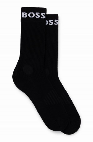 Calcetines Hugo Boss Two-pack Of Quarter-length In Stretch Fabric Hombre Negros | 78691-UJML