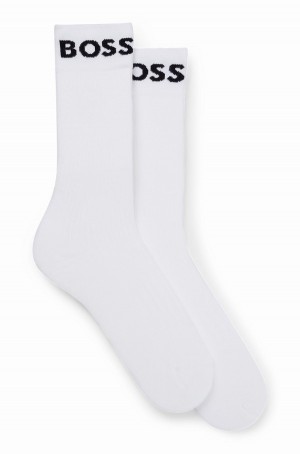 Calcetines Hugo Boss Two-pack Of Quarter-length In Stretch Fabric Hombre Blancos | 26049-OVPY