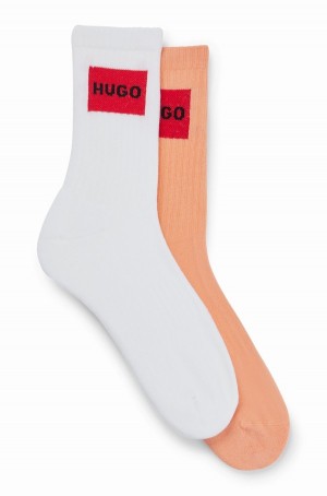 Calcetines Hugo Boss Two-pack Of Quarter-length With Logo Detail Mujer Naranjas Claro | 35076-MENH