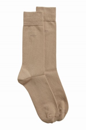 Calcetines Hugo Boss Two-pack Of Regular-length In Stretch Fabric Hombre Beige | 26018-ODTA