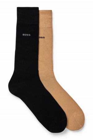 Calcetines Hugo Boss Two-pack Of Regular-length In Stretch Yarns Hombre Beige | 73946-MXNI