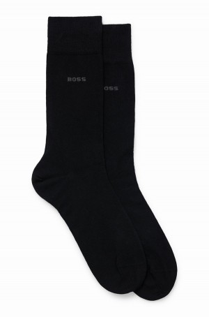 Calcetines Hugo Boss Two-pack Of Regular-length In Stretch Fabric Hombre Negros | 16387-KMBJ