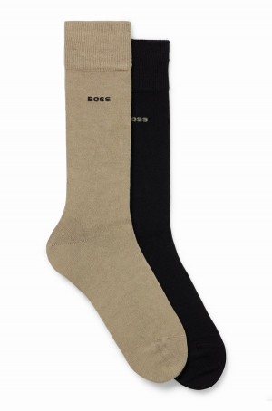 Calcetines Hugo Boss Two-pack Of Regular-length In Stretch Yarns Hombre Negros Verdes | 09452-JITO