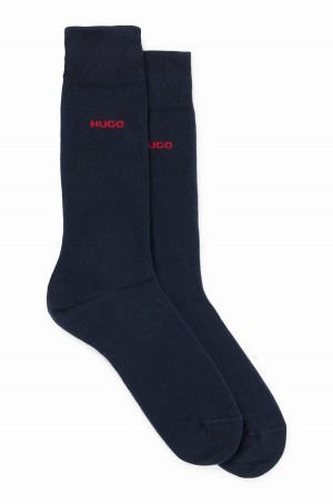 Calcetines Hugo Boss Two-pack Of Regular-length In Stretch Fabric Hombre Azules Oscuro | 64071-QHRI