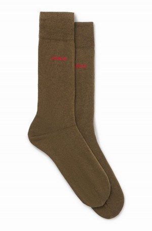 Calcetines Hugo Boss Two-pack Of Regular-length In Stretch Fabric Hombre Verdes Oscuro | 34290-BHDJ