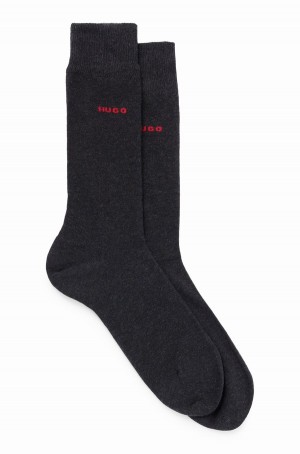 Calcetines Hugo Boss Two-pack Of Regular-length In Stretch Fabric Hombre Grises Oscuro | 39061-ERMU