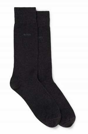 Calcetines Hugo Boss Two-pack Of Regular-length In Stretch Fabric Hombre Grises Oscuro | 84150-BSUZ