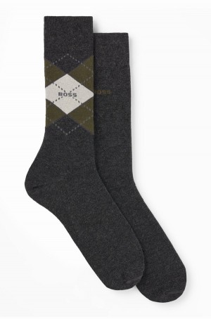 Calcetines Hugo Boss Two-pack Of Regular-length Algodon-blend Hombre Grises Oscuro | 54968-JNCM