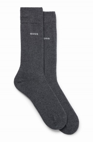 Calcetines Hugo Boss Two-pack Of Regular-length In Stretch Fabric Hombre Grises | 81439-NJHO